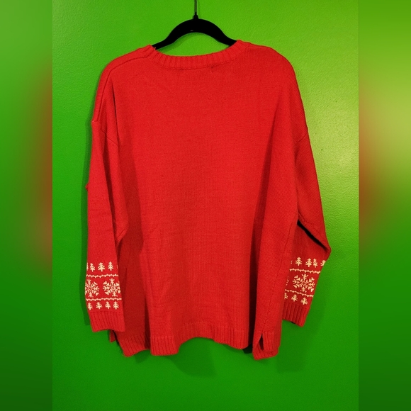 Women's Christmas Sweater, 2x, red - Picture 2 of 3